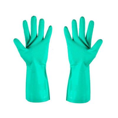 Unflocked Lining Green Nitrile Hand Glove 15 Mil Thickness Heavy Duty Safety Gloves Chemical Resistant Protective Wear
