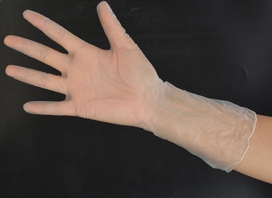 산업적 버릴 수 있는 비닐 분말 무함유 장갑 큰 240MM 비닐 글러브 음식 금고
