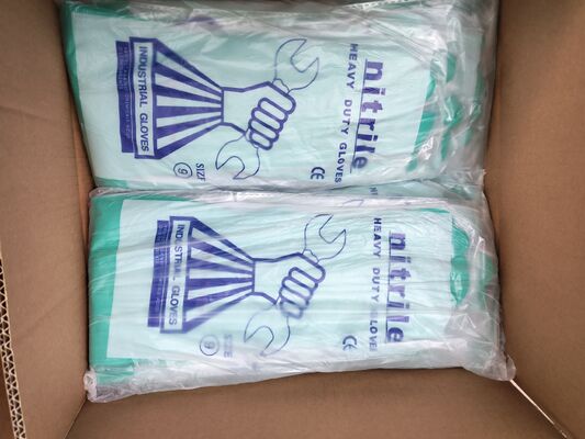 니트릴 녹색 장갑 앰비데크스트로스 화학 치료 테스트 화학 저항 산업 보호 일회용 장갑