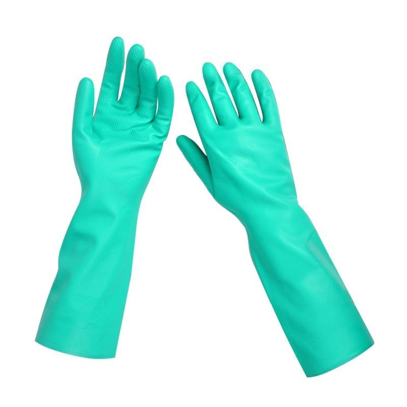 Unflocked Lining Green Nitrile Glove 33CM Length Heavy Duty Disposable Gloves Ideal for Pharmaceutical and Food Handling